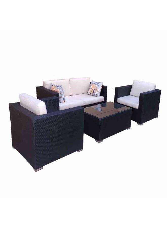 Sampa Rattan Iron and electrostatic paint Outdoor Set 4 Pieces - Black - Image 2